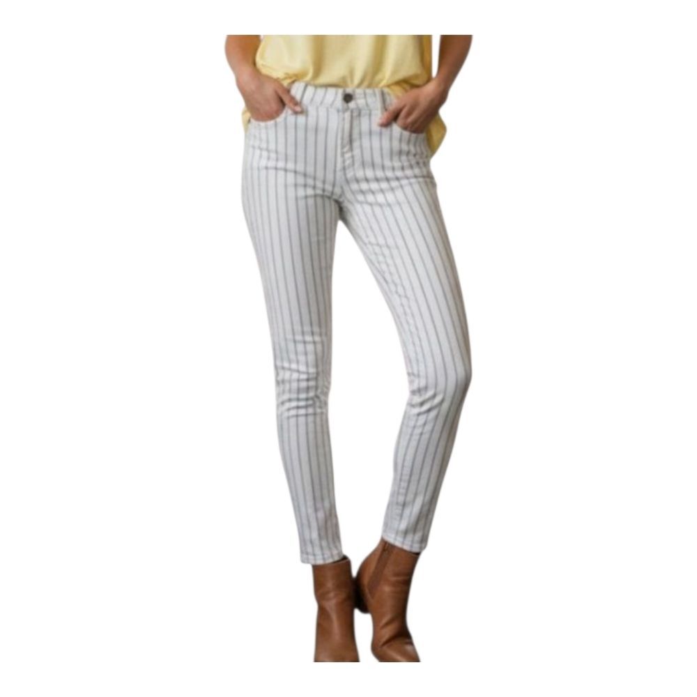 COH Rocket Crop Jeans High Rise Skinny Striped White Nautical 27 MADE IN USA